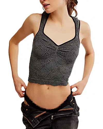 Free People Love Letter Floral Smocked Top In Black
