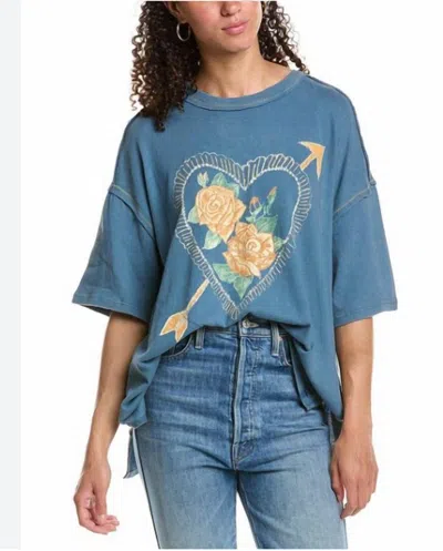 Free People Love Rose Tee In Washed Navy In Blue