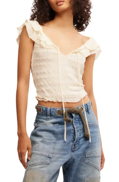 Free People Love You More Ruffle Accent Smocked Top In Tofu