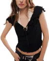 Free People Love You More Ruffle Accent Smocked Top In Black
