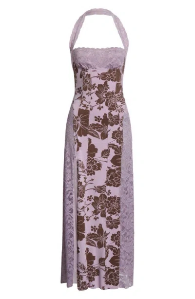 Free People Love You Most Print Lace Halter Maxi Dress In Multi