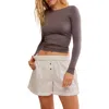 Free People Low Back Seamless Long Sleeve Top In Dark Gull Gray