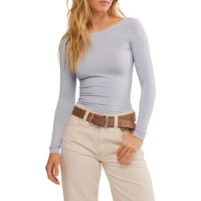Free People Low Back Seamless Long Sleeve Top In Skywriting