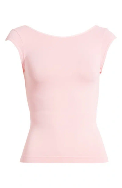 Free People Low Back T-shirt In Candy Pink