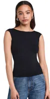 Free People Low Back Tee Black In Black