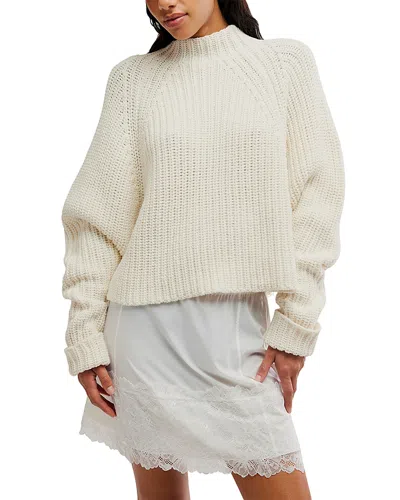 Free People Low Tide High Neck Cuffed Sweater In White