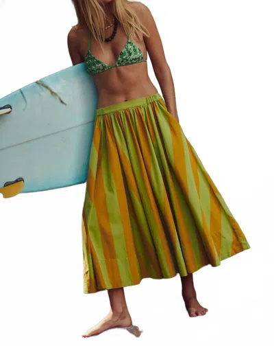 Free People Lowen Midi Skirt In Retro Combo In Green