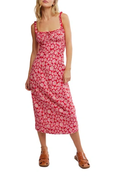 Free People Lucinda Floral Print Midi Dress In Tomato Daisy