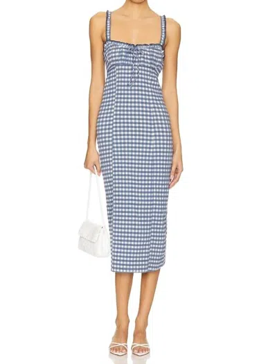 Free People Lucinda Midi Dress In Indigo Combo In Blue