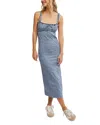 Free People Lucinda Gingham Check Stretch Cotton Dress In Indigo Combo