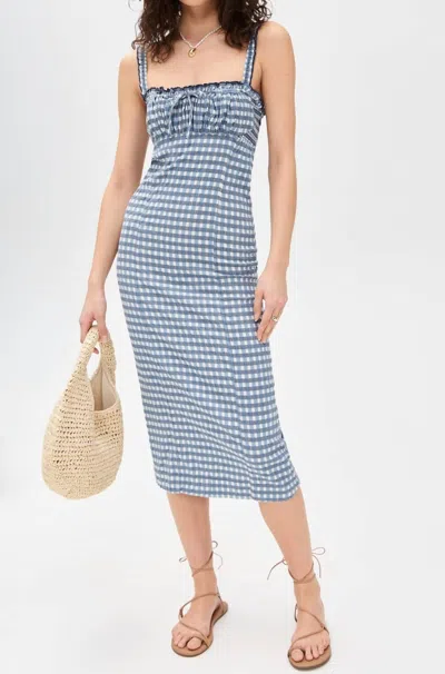 Free People Lucinda Plaid Midi Dress In Indigo Combo
