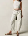Free People Good Luck Mid Rise Barrel Jeans In Sunsetter In White