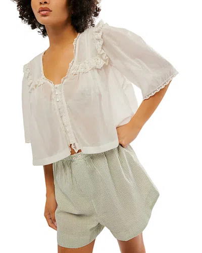 Free People Luna Ruffle Semisheer Cotton Blend Top In Optic White