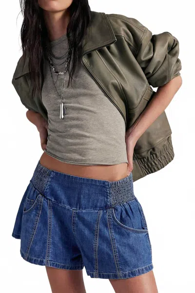 Free People Luna Pull On Shorts In Solie In Blue