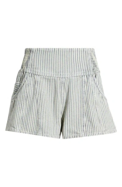 Free People Luna Railroad Pull-on Shorts In Blue In White