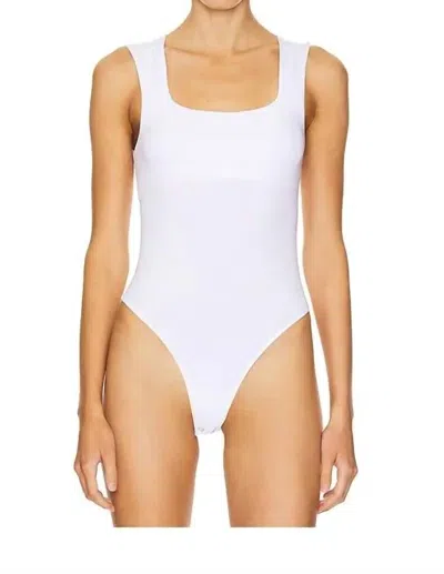 Free People Luna Square Neck Bodysuit In Optic White