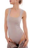 Free People Luna Square Neck Tank Bodysuit In Phantom