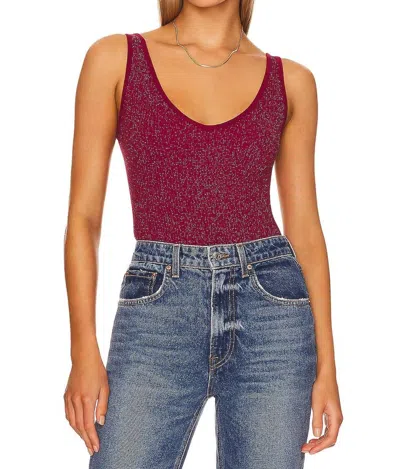 Free People Lurex Solid Rib Top In Berry Wine Combo In Pink