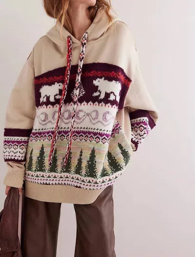 Free People Lutz Sweatshirt In Bear Combo In Beige