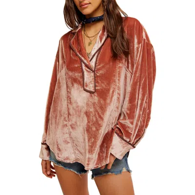 Free People Luxy Long Sleeve Velvet Top In Cedar Wood