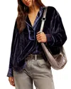 Free People We The Free Luxy Solid Velvet Shirt In Night Sky