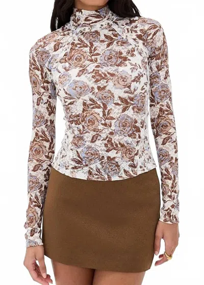 Free People Lyric Long Sleeve Shirt In Ivory Combo In Multi