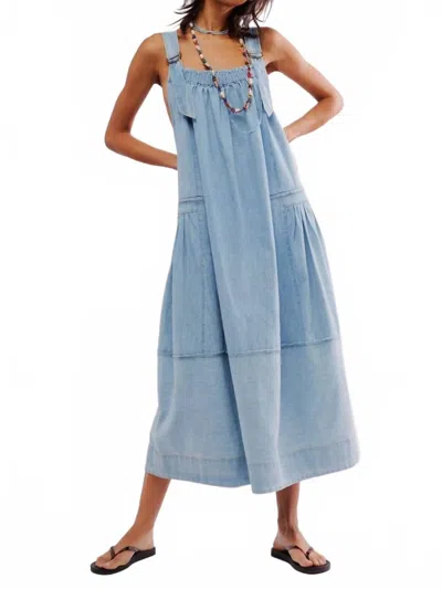 Free People Machu Barrel Midi Dress In Blue