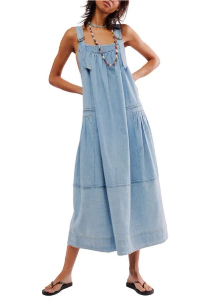Free People Machu Cotton Chambray Midi Dress In Frost