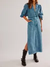 Free People Mad Love Denim Midi Dress In Skyfall