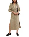 Free People Mad Love Long Sleeve Denim Midi Dress In Sage