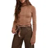 Free People Maddie Button Cuff Turtleneck Sweater In Cafe Latte