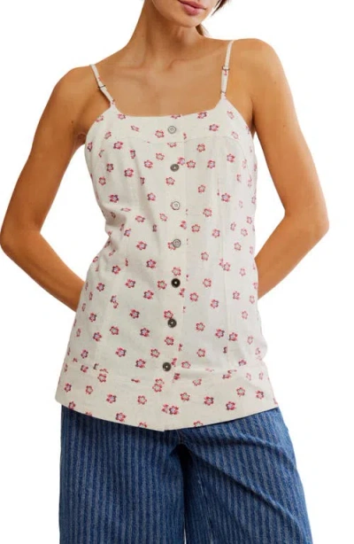 Free People Maddie Floral Print Sleeveless Top In Ivory Combo