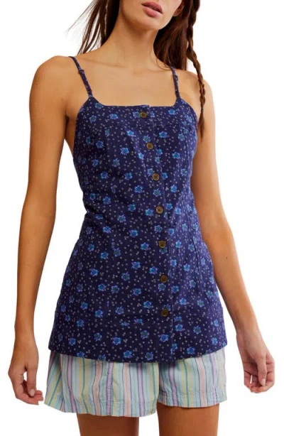 Free People Maddie Floral Print Sleeveless Top In Navy Combo