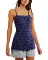 Free People Maddie Floral Print Sleeveless Top In Navy Combo