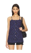 Free People Maddie Floral Print Sleeveless Top In Navy Combo