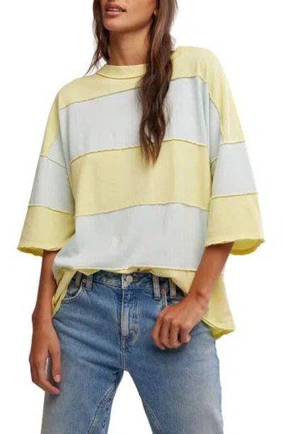 Free People Maddie Stripe Oversize Cotton T-shirt In Yellow