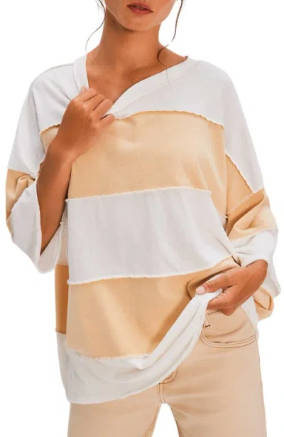 Free People Maddie Stripe Oversize Cotton T-shirt In Ivory Combo
