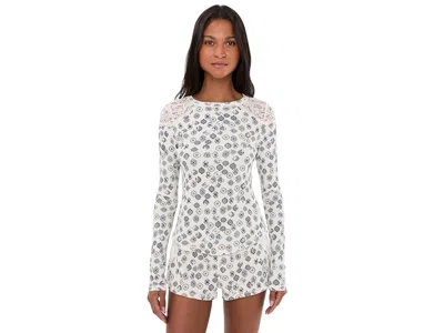 Free People Made You Blush Shirt Women's Pajama Whisper White Combo: Md (women's 8-10)