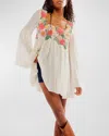Free People Madeline Bell Sleeve Tunic In Cream Combo