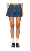 Free People Madison Ave Denim Mini Skirt In Blue
