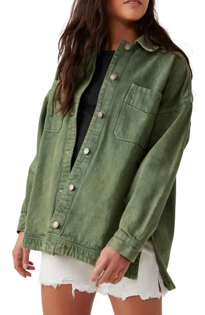 Free People Madison City Twill Jacket In Adventurer In Green