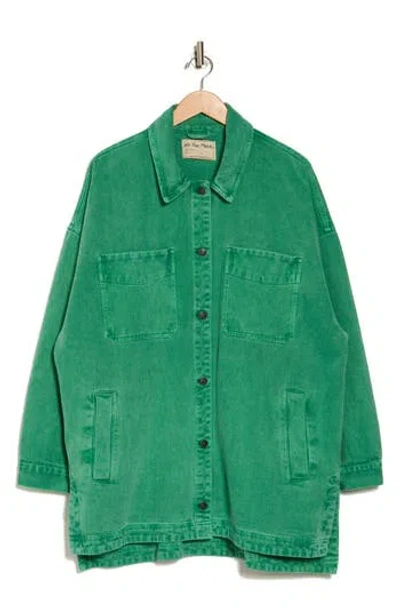 Free People Madison City Twill Jacket In Kelly Green