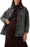 Free People Madison City Twill Jacket In Washed Black