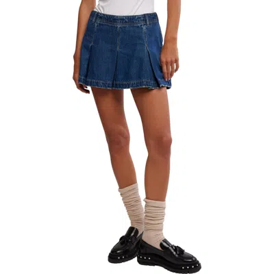 Free People Madison Pleated Denim Miniskirt In Wandering Eyes