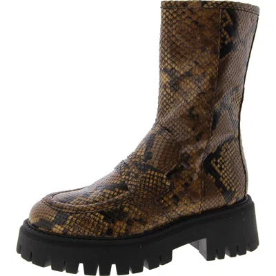 Free People Madison Womens Leather Lugged Sole Mid-calf Boots In Multi