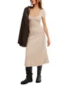 Free People Madsen Short Sleeve Midi Sweater Dress In Oatmilk