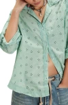 Free People Mae Eyelet Button-up Shirt In Green
