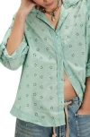 Free People Mae Eyelet Button-up Shirt In Green