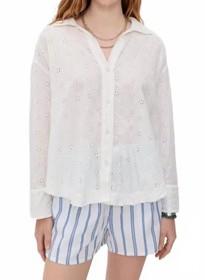 Free People Mae Eyelet Shirt In Ecru Wash In White