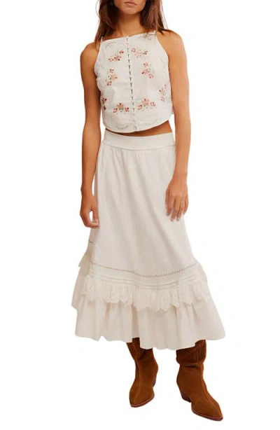 Free People Maeberrie Embroidered Crop Top And Skirt Set In Ivory